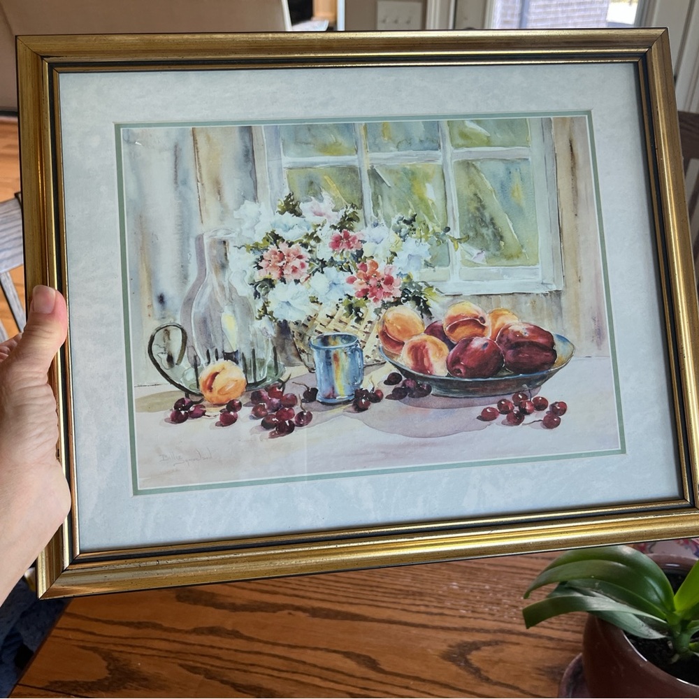Framed Print Farmhouse Fruit Bowl Flowers